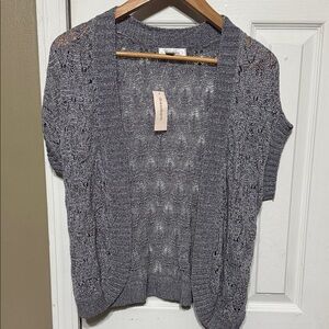 Dress Barn Gray Open-Knit Cardigan